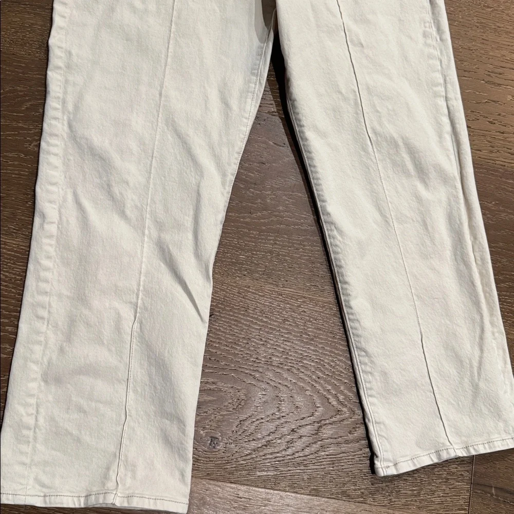 LOFT Straight Leg Pants Beige Cream Stretch Size 14 Neutral Capsule Wardrobe - Picture 5 of 7